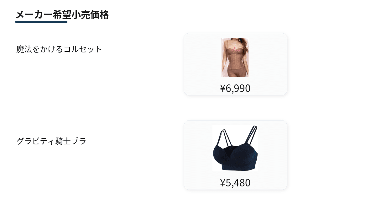 メーカー希望小売価格