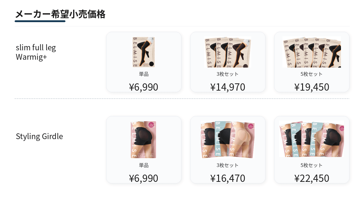 メーカー希望小売価格